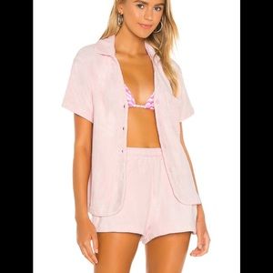 Frankie's bikinis coco terry top in baby pink, perfect condition :)